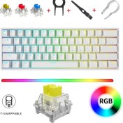 Resim Leaven K620 Rainbow Aydınlatmalı 61 Tuş Kablolu Hot Swap Mekanik Klavye-3 Adet Switch ile Birlikte 