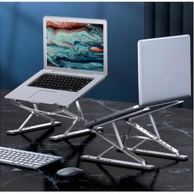 Resim Coofbe Alüminyum Çift Katmanlı Yükseklik Ayarlı Taşınabilir Laptop Standı Tablet Notebook Standı Kaymaz Pad 