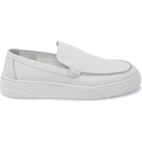 Resim Tergan Beyaz Hakiki Deri Erkek Loafer - E25I1AY57269-A26 