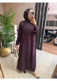 Resim Esra Butik78 Mürdüm Renk Büyük Beden Uyumlu Yazlık Paraşüt Kumaş Tesettür Kap 