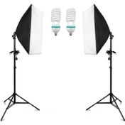 Resim Hlypro 50 x 70 CM Softbox 2'li Sürekli Işık Seti + 2 x 3 M Işık Ayağı 
