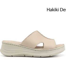 Resim Gönderi(r) Kadın Bej Dolgu Taban Hakiki Deri Terlik 