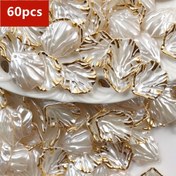 Resim 60 adet 20mm Beyaz Kabuk Şekilli Akrilik Boncuk Altın Detaylarla - Krem Petal Boncuk Kapakları DIY El Sanatları, Takı Yapımı, Telefon Kılıfı Süslemeleri ve Yaratıcı Projeler, El Sanatları Boncukları, Takı Yapımı Malzemeleri, Dekoratif Boncuk Detayları, Zarif Boncuk Tasarımı 