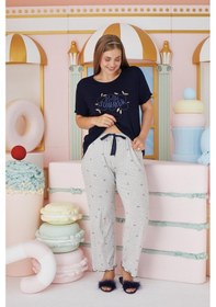 Resim Sevim Kadın Büyük Beden Kısa Kol Lacivert Pijama Takım C1t4n7o51 001 