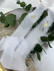 Resim Ipek Beyaz Söz Nişan Kurdelesi Kişiye Özel Yüzük Kurdelesi 