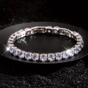 Resim 6Mm Büyük Yuvarlak Tenis Bilekliği - Çıkarılabilir Zincir Tasarımı, Hipoalerjenik Gümüş Renkli Bakır, Parlayan 3A Zirkonya ile Süslenmiş, Hem Erkek Hem Kadınlar İçin Uygun, Günlük Giyim, Sokak Stili, Sevgililer Günü, Yıldönümleri ve Plaj Gezileri İçin Mükemmel, Lüks Yüksek Kaliteli Zarif Bileklik. 