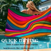 Resim 1 adet Ekstra Büyük Ultra Yumuşak Mikrofiber Plaj Havlusu, Geometrik Renk Blok Deseni, Hızlı Kuruyan Kumdan Arındırılmış, Yaz Ev Dekoru, Seyahat, Yoga, Kamp ve Yüzme için İdeal, Yetişkinler için Mükemmel Sevgililer Günü Hediyesi, %100 Polyester, Makine Yıkanabilir, 250gsm, Modern Tarz, Deniz Temalı, Dikdörtgen Şekil 