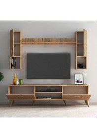 Resim Mega 180 lik Kapaklı Raflı Tv Ünitesi Çam Hazeran Kapaklı - TVU02 