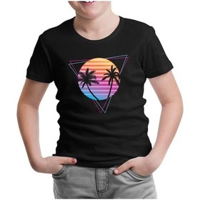Resim Lord Tshirt Summer Night Lights Siyah Çocuk Tshirt 