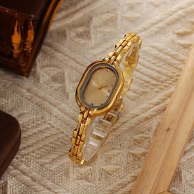 Resim Kadınlar için Vintage Altın Tonlu Kuvars Saat - Oval Yüz, Alaşım Zincir Bağlantılı Bilezik Bandı, Hafif Günlük Şık Tasarım, Anneler Günü ve Sevgililer Günü Hediyesi ile Hediye Kutusu, Günlük Kıyafetler İçin Minimalist Analog, Altın Renkli Takı 