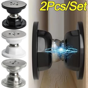 Resim 2 adet/takım Manyetik Kapı Durdurucuları Güvenli Bir Şekilde Sabitlenir, Kolay Kurulum, Silikon Kapı Durdurucuları Paslanmaz Çelik Manyetik Non Punch Kapı Durdurucu Duvara Monte Kapı Tutucu Mobilya Donanımı 