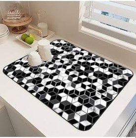 Resim Yıkanabilir Bulasik Kurutma Mati Kurulama Bezi Kurutma Örtüsü Tezgah Üstü Bulaşıklık 40X50 Cm, Siyah-6 