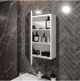 Resim MERLİN MOBİLYA Taye Tam Aynalı Banyo Dolabı Beyaz 