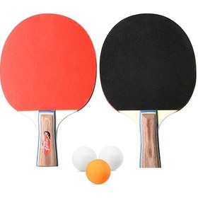 Resim Lemestar 2 Kişilik Tenis Topu Seti: 2 Adet Raket Ve 3 Top, Kaliteli Ahşap Sap, Yumuşak Kauçuk Yüzey, Ev/spor Kulübü İçin 