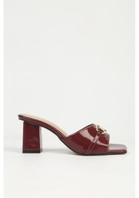 Resim Pierre Cardin Kadın Bordo Rugan Topuklu Terlik Pc-55761 Bordo 