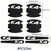 Resim Meridiangoods 8 Adet Karbon Fiber K4 Kapı Kolu Koruyucu Film Çizilme Darbeye Dayanıklı Yapışkan 