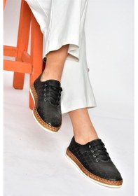 Resim Fox Shoes P555004703 Siyah Bağcıklı Hakiki Deri Günlük Kadın Ayakkabı Siyah-hakiki Deri Siyah 
