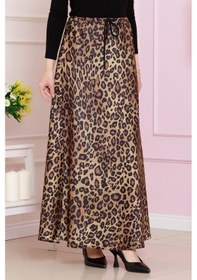Resim Sevitli Beli Bağcıklı Leopar Desenli Etek-hardal-4715 Hardal 