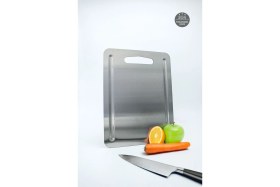 Resim Feyza Design Paslanmaz Çelik Kesme Tahtası, 23X30 Cm, Dayanıklı ve Hijyenik Kullanım 