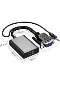 Resim Aogo VGA HDMI Aktif Dönüştürücü VGA To HDMI Kablolu VGA Erkek HDMI Dişi VGA In HDMI Out Converter 