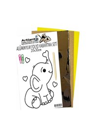 Resim Alüminyum Folyo Kabartma Seti 20x30 Cm Deney Malzemesi 1 Paket Aliminyum Folyo Seti Kabartma Pembe 