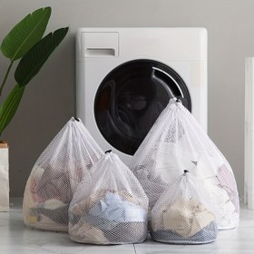 Resim 1 adet çekme ipi Çamaşır Torbası, Özel Koruyucu Torba, Kalınlaştırılmış File Yıkama Paketi 