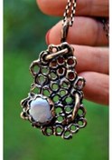 Resim Stoneage Jewellery Özel Tasarım Gerçek Inci Doğal Taş Kadın Kolye Bronz 