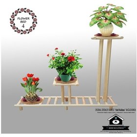 Resim Çiçek Standı 4 - Çiçeklik - Ahşap Antik Dizayn - Raf - Saksılık 