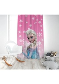 Resim Pembe Elsa Dijital Baskı Çocuk Oda Tek Kanat Fon Perde 