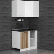 Resim Minar 105CM Köşe Mutfak Dolabı - Beyaz/dore K105-D1 