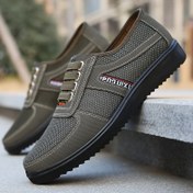 Resim Erkekler için Nefes Alabilir File Astarlı ve Kaymaz Tabanlı Günlük Giyim İçin Rahat Kumaş Üstlü Slip-On Loaferlar - Yürüyüş, Sürüş, Dış Mekan Kullanımı - Her Mevsime Uygun Kahverengi/Siyah 
