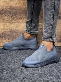 Resim Unisex Ortopedik Bağcıksız Triko Spor Ayakkabı-füme-226 Fume 