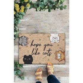 Resim Karmat Kedi Temalı Paspas, Kedili Paspas, Iç ve Dış Kapı Önü Paspası 