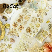 Resim 2m Mat Altın Folyo Washi Bant - Zarif Altın Gül & Çam Yaprak Tasarımı, Şeffaf Yapışkan Dekoratif Bant, Scrapbooking, Günlük Tutma ve Estetik Kırtasiye, 100cm, Scrapbooking Malzemeleri, Günlük Süsleme, Sophistike El Sanatları, Yüksek Kaliteli Yapışkan 