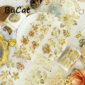 Resim 2m Mat Altın Folyo Washi Bant - Zarif Altın Gül & Çam Yaprak Tasarımı, Şeffaf Yapışkan Dekoratif Bant, Scrapbooking, Günlük Tutma ve Estetik Kırtasiye, 100cm, Scrapbooking Malzemeleri, Günlük Süsleme, Sophistike El Sanatları, Yüksek Kaliteli Yapışkan 