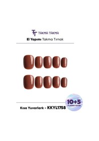 Resim Kkyl1758 Kısa Yuvarlark 15'li Tekrar Kullanılabilir El Yapımı Protez Takma Tırnak S 