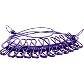 Resim Mandalı Çamaşır İpi Taşınabilir Seyahat Çamaşır İpi 12 Klipsli Lastikli Çamaşır Mandalları Çok Renkli 