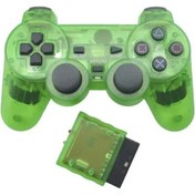 Resim Şeffaf Yeşil-kablosuz Bluetooth Denetleyici Şeffaf Renkli Gamepad Sony Ps2 2.4g Plastation 2 Joystick Için Titreşim Kontrolü 