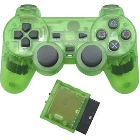 Resim Şeffaf Yeşil-kablosuz Bluetooth Denetleyici Şeffaf Renkli Gamepad Sony Ps2 2.4g Plastation 2 Joystick Için Titreşim Kontrolü 