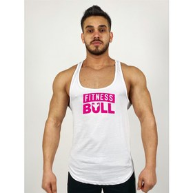 Resim Beyaz Erkek Regular Fit -Pink Fitness Bull- Baskılı Sporcu Atlet 