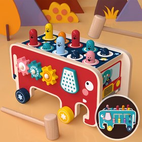 Resim EDUTREE Renkli Düğmeler ve Dişliler ile Ahşap Çekiç Oyuncak - Gençler için Eğlenceli Duyusal Eğitim Oyuncağı, Sayı Tanıma ve Motor Becerilerini Geliştirir, Erkek ve Kız Çocukları için Mükemmel Doğum Günü veya Paskalya Hediyesi 