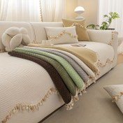Resim 1 adet Fransız Krem Tarzı Kanepe Kılıfı, Top Edges Tasarımı ile Kalınlaştırılmış Rahat Yumuşak Kanepe Yastığı, Avrupa ve Amerika'da Popüler Katı Renk Retro Kanepe Kılıfı, Tüm Mevsimler İçin Uygun, Aşınmaya Dayanıklı ve Kaymaz, Evcil Dostu, Yatak Odası, Ofis ve Oturma Odası Ev Dekorasyonu İçin Çok Uygun 