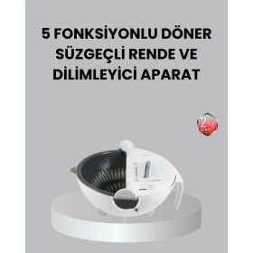 Resim Zenvia Döner Mekanizmalı 5’i 1 Arada Süzgeçli Rende Sebze Meyve Doğrama Cihazı ZNV2025 