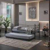 Resim Unimet Daily Yavrulu Karyola Daybed Tek-Çift Kişilik Metal Karyola Siyah 