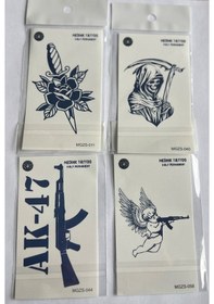 Resim Savaş 4 Adet Minimal 11x8 Cm 3 Hafta Kalıcı Yarı Kalıcı Geçici Dövme 