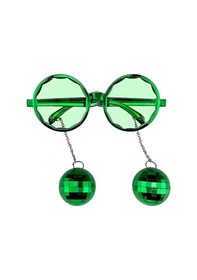 Resim Disko Toplu Küpeli Parti Gözlüğü Yeşil Renk Lisinya 