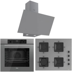 Resim Ferre FlowArt QBL63CPR-SS208-D079 7 Prog. Dijital Turbo Ankastre Set - Gri 