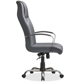 Resim Deri Ofis Koltuğu Bilgisayar - Ofis - Müdür - Büro - Makam Çalışma Koltuğu Krom Ayaklı Antrasit 