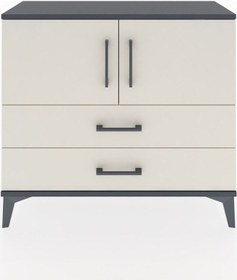 Resim Arges Şifonyer 2 Raflı 2 Çekmeceli 2 Kapaklı 88x30x80 Antrasit-aytaşı Antrasit 