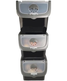 Resim Digithome Coral 3'lü Soğan Patates Saklama Kabı 12 Litre - Gri 